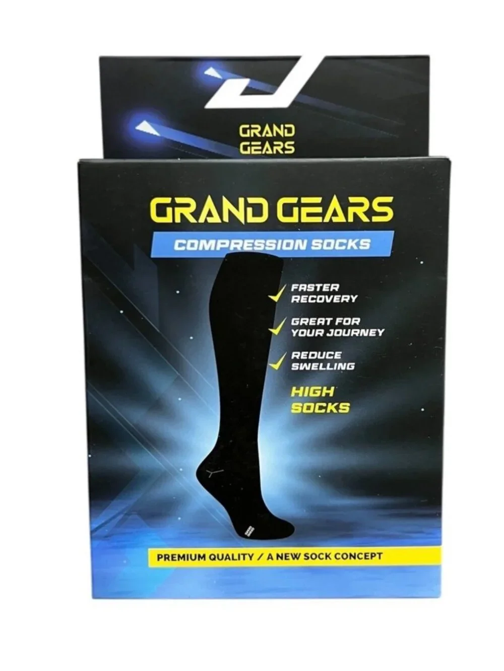 Grand Gears Compression Socks S/M Unisex Support Recovery Reducing Swelling BLK